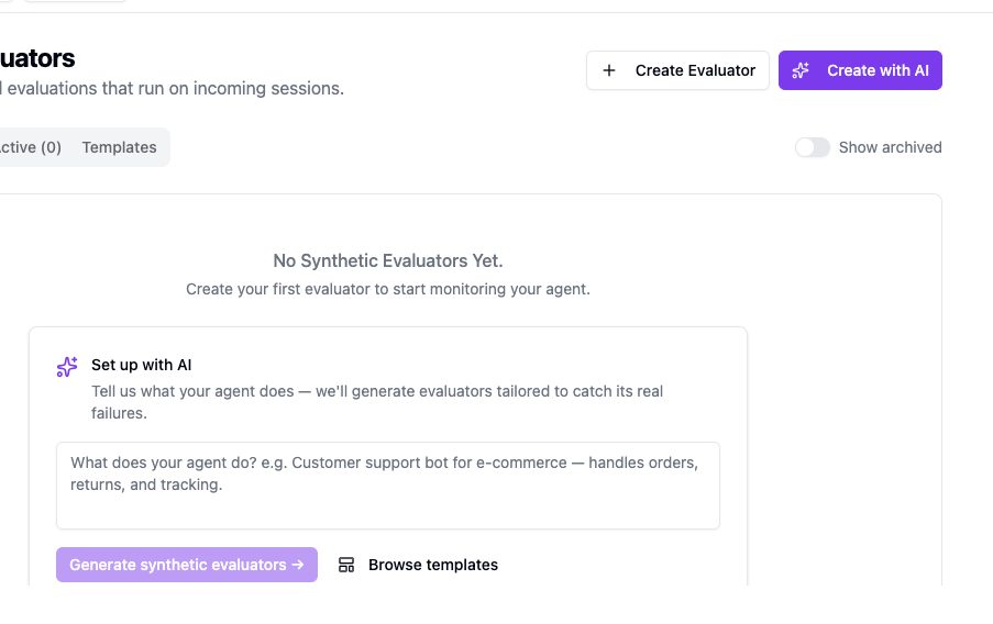 Synthetic Evaluators templates gallery